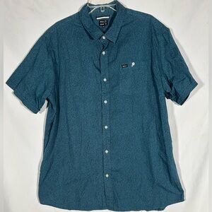 RVCA BLUE CAMO SURF BEACH GOLF TWO TONE BUTTON UP SHIRT MENS 2XL XXL